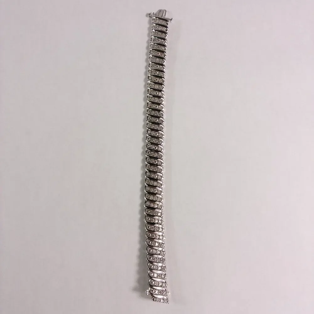 JWBR Renaissance 925 Sterling Silver and Diamond Tennis Bracelet 7.25 " w/Box - Picture 2 of 10